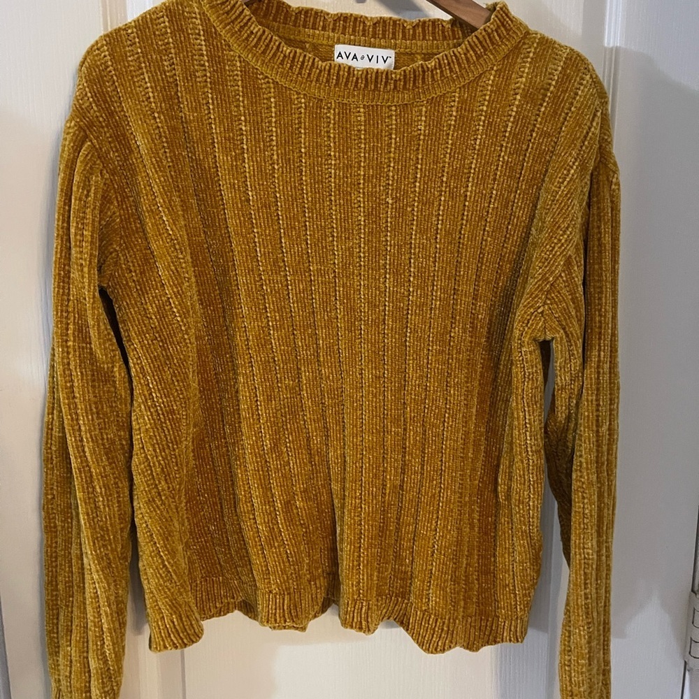 Ava & Viv Golden Ribbed Sweater